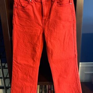 Red Ankle Cropped Jeans with Vibrant Style